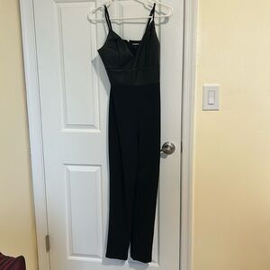 Expresss Black One Piece Jumpsuit with Leather Top